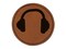 Headphones Ear Solid Round Iron-On Engraved Faux Leather Patch Applique - 2.5"